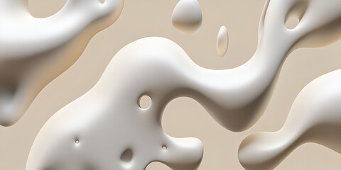 Poster - Fluid Forms: Abstract Beige and White: An abstract image featuring flowing, organic shapes in shades of off-white and beige, creating a visually calming and modern aesthetic. Perfect for backgrounds.
