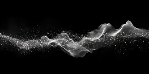 Poster - abstract wave of light: a mesmerizing wave of luminous particles dances across a black background, c