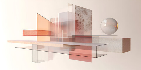 Aufkleber - abstract geometric composition: a minimalist and modern composition with intersecting geometric shap