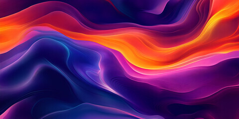 Poster - Abstract Flow: A captivating abstract image featuring dynamic, vibrant waves of colors in hues of blue, orange, and red, creating a mesmerizing and hypnotic visual experience. 