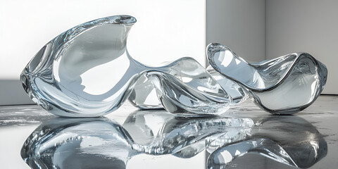 Poster - Sculptural Glass Forms: Abstract glass sculptures with flowing, wave-like forms create a captivating and modern art piece.