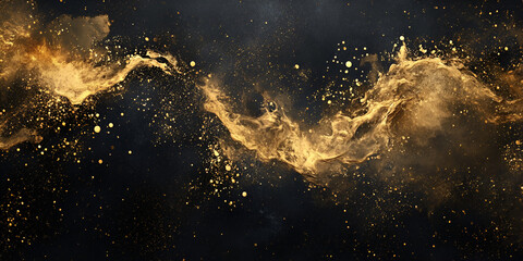Poster - cosmic gold: an ethereal, abstract image showcasing shimmering, golden tendrils of light weaving acr