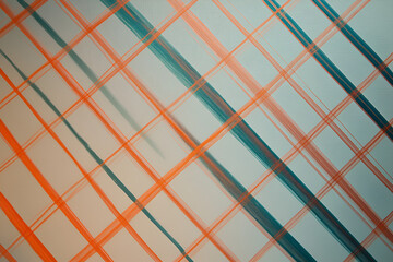Poster - Abstract Grid Pattern: A minimalist abstract design featuring a dynamic interplay of intersecting lines in teal and orange.