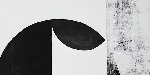 Poster - abstract monochrome composition: a striking interplay of black and white shapes, creating a modern a