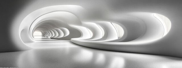 Aufkleber - Futuristic Minimalist Interior Design Abstract Architecture 3D Rendering