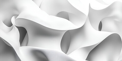 Poster - Abstract White Swirls:  A mesmerizing abstract background with a minimalist design featuring white waves that dance and intertwine creating a sense of movement and depth.