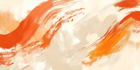 Poster - abstract orange and beige brushstrokes: dynamic interplay of orange and beige brushstrokes creating 