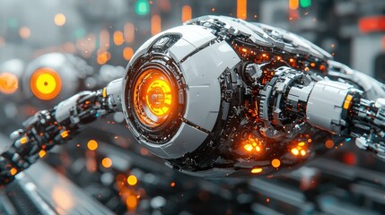 Poster - Futuristic Robotic Sphere With Articulated Arm