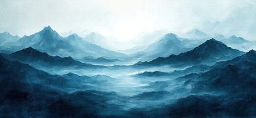 Aufkleber - Soft Blue Gradient Abstract Background with Textured Pastel Border and White Center