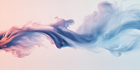 Poster - Abstract Ink Flow: Dreamlike swirls of pastel blue and rose ink create a flowing, ethereal abstract art piece. Perfect for designs needing a touch of serene elegance.