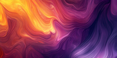Poster - abstract fluid art: swirling vortex of vibrant orange, purple and deep crimson hues creating a mesme