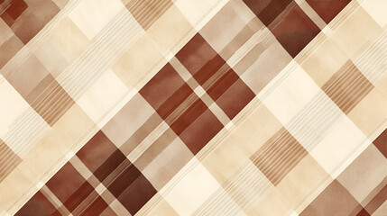 Poster - brown and tan plaid pattern: a seamless pattern of brown and tan plaid squares creates a timeless an