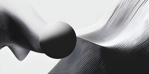 Aufkleber - abstract form: a mesmerizing black orb nestled within a swirling symphony of textured gray and white