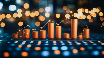 Poster - financial growth and success: a dynamic upward trending bar graph symbolizes growth, progress, and f