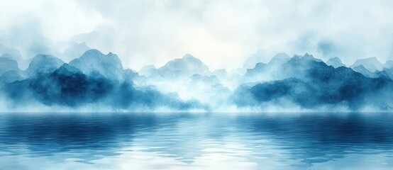 Aufkleber - Abstract Watercolor Background in Turquoise Blue Soft Gradient Gentle Brush Strokes Calm Light Misty Effect