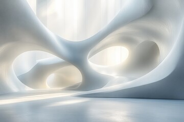Leinwandbilder - Modern Abstract White Curves Soft Light Minimalist Design