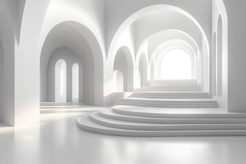 Poster - minimalist architectural space with geometric shapes and soft lighting