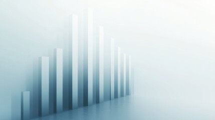 Fototapete - A minimalist bar chart with smooth, matte-finished bars arranged in descending order, with soft shadows and a clean, white background for a professional look