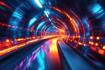 Poster - Abstract painting with vibrant lights, utilizing vibrant colors and dynamic shapes to enhance depth and perspective