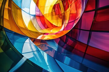 Poster - Creative abstract art with vibrant colors, utilizing vibrant colors and dynamic shapes to enhance depth and perspective