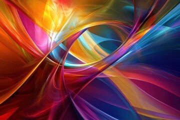Poster - Creative abstract art with vibrant colors, utilizing vibrant colors and dynamic shapes to enhance depth and perspective