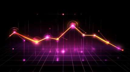 Poster - A sleek D line graph with sharp, glowing edges and a steady upward trajectory, set against a futuristic digital grid background