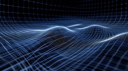 Poster - A sleek D line graph with sharp, glowing edges and a steady upward trajectory, set against a futuristic digital grid background