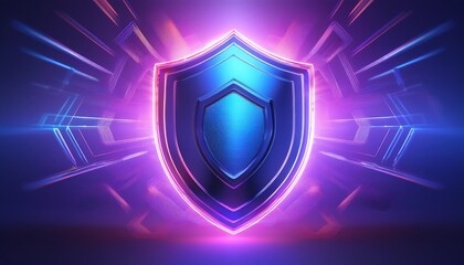 Poster - A glowing shield design radiating light, symbolizing protection and security in a futuristic context.