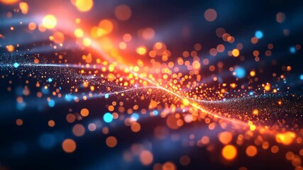 Poster - abstract glowing particle wave with dynamic motion and vibrant colors in a dazzling light display