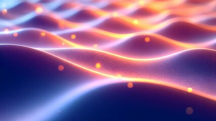 Poster - vibrant neon waves and particles pulsating in a futuristic digital landscape