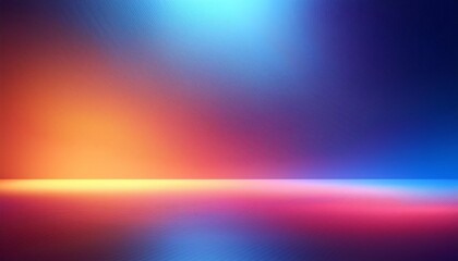 Poster - A vibrant abstract gradient of blue, orange, and purple tones creates a dynamic, atmospheric background with a soft glow.