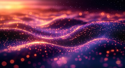 Poster - Futuristic Digital Landscape with Glowing Lines and Points in Abstract Technology Design