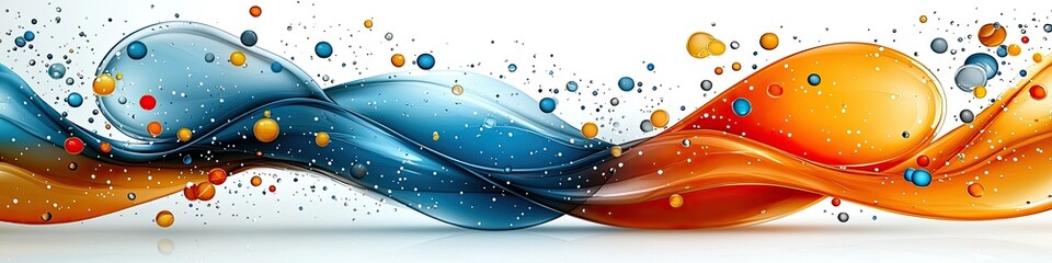 Poster - Abstract swirling fluid with colorful spheres