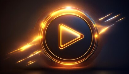 Poster - A glowing play button design with a dynamic, modern aesthetic, surrounded by light effects, symbolizing multimedia and digital content.