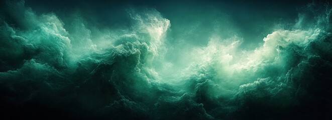 Aufkleber - Deep Green Abstract Background with Vintage Texture and Black Shadow Border