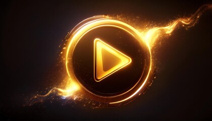 Poster - A glowing play button surrounded by a radiant circular design, emphasizing multimedia interaction and engagement.
