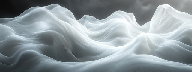 Aufkleber - Minimalistic Abstract Design Smooth Flowing White Curves Soft Gray Background