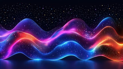 Poster - Abstract Colorful Waves Of Light And Particles