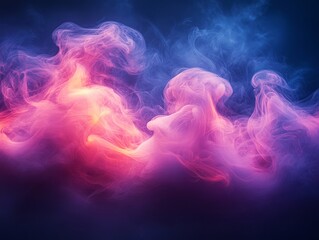 Fototapete - Colorful swirling smoke creating abstract shapes on blue and purple background
