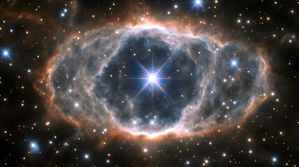 bright star shines in cosmic nebula, stunning space image