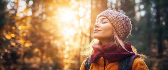 Tranquil Woman Hiking in Serene Forests Embracing Nature's Beauty