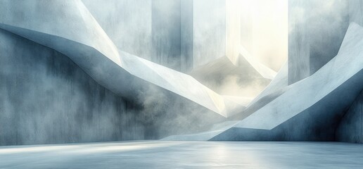 Poster - White Gray Abstract Minimalistic Background with Triangular and Striped Geometric Design