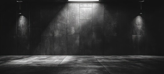Aufkleber - Dark Minimalist Abstract Concrete Wall Studio Room Interior Background Texture for Product Display