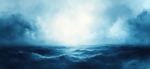 Aufkleber - Soft Blue Abstract Background with Textured Pastel Border and White Center Illustration
