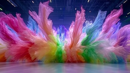 Poster - Rainbow Fabric Sculpture, Artistic Installation, Colorful Display