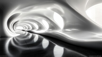 Aufkleber - Futuristic Abstract Architectural Design with Curved Lines and Ambient Lighting