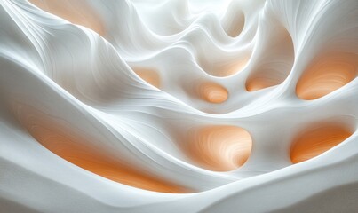 Poster - Modern White Curved Waves Abstract Design for Backgrounds and Creative Projects