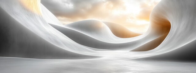 Aufkleber - Minimalist Dynamic White Curved Lines Background with Soft Lighting