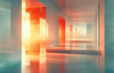 Poster - minimalist abstract design geometric shapes translucent layers soft light shadows