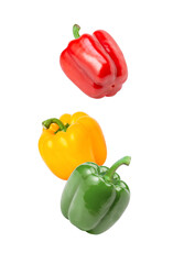 Canvas Print - red, green and yellow bell peppers isolated